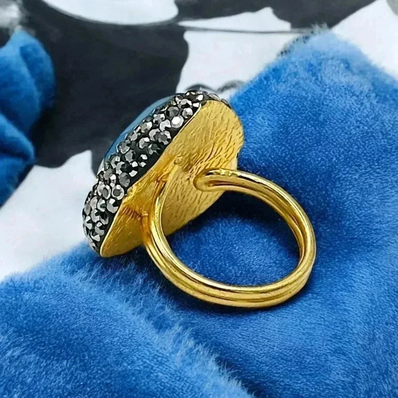 ๐๏ธTurkish Blue Cats Eye Gemstone Ring | Handcrafted 18K Gold Adjustable Luxury - Picture 14 of 17